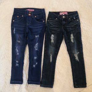 Set of 2, Pink Latte Sz 5 distressed skinny Jeans